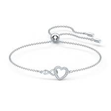 Fashion Swarovski Rhodium Plated Infinity Heart Bracelet